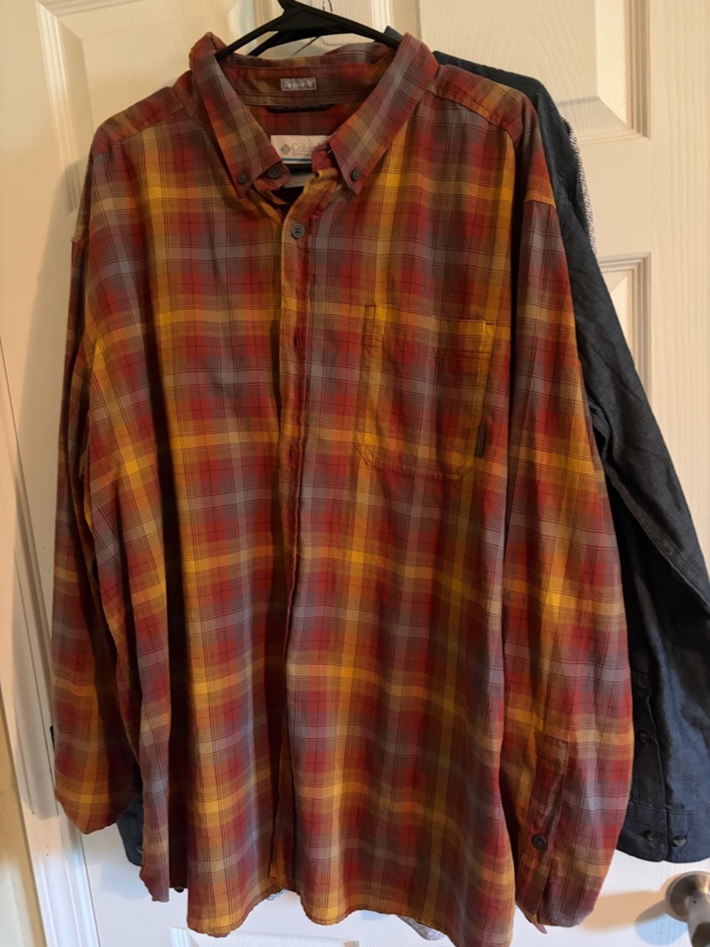 Columbia Men's Plaid Button-Down Shirt in Red, Yellow, Gray